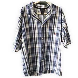 Polo Ralph Lauren NWOT blue Plaid PJ Pajama Top Shirt men’s Sz L